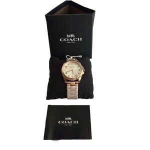 Coach Women's Greyson Rose Gold Pearl Dial Watch - 14504023- NWT Floral Accent